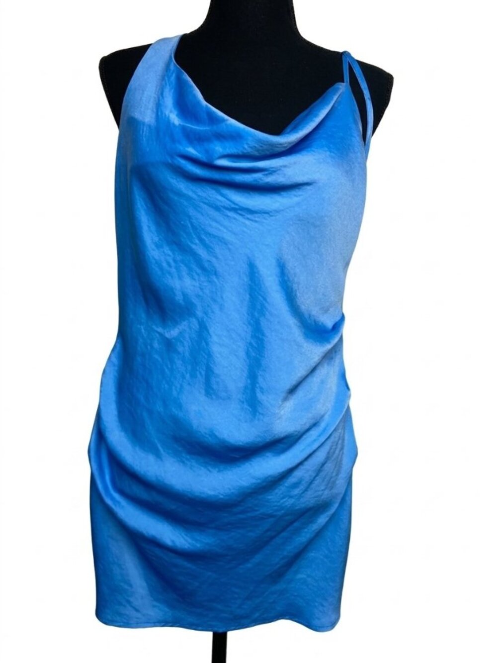 Nasty Gal Asymmetric Satin Cowl Neck Mini Dress Size 4
